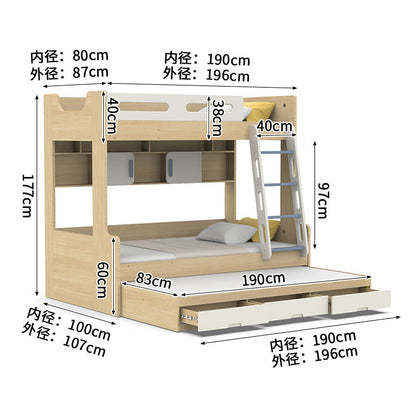 二段ベッド　寝具　木製二段ベッド　落下防止ガード　はしご　引き出し付き　エコ素材　サポートバー　カスタマイズ可能　SCC-S052