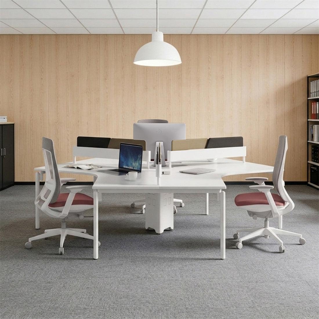 オフィスデスク　事務机　会社用　広々U型天板　メラミン化粧板　可動式　炭素鋼　溝付き　通気孔　カスタマイズ可能　BGZ-H0-Z03