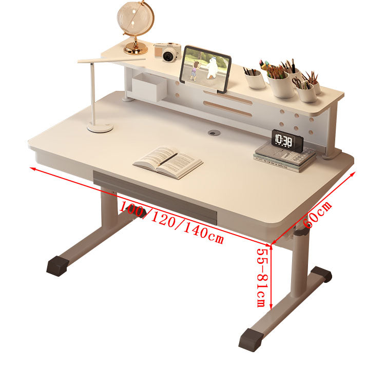 棚付き　高さ調節可能　引き出し付き　学習用　自宅用　仕事用　勉強机　学習机　学習デスク　デスク　パソコンデスク　テスト勉強　シンプル　ホワイト　XXZ-T046　tomokagu