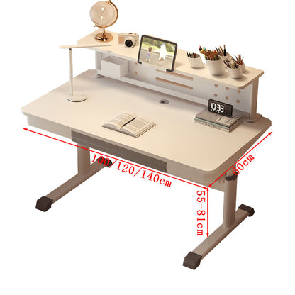 棚付き　高さ調節可能　引き出し付き　学習用　自宅用　仕事用　勉強机　学習机　学習デスク　デスク　パソコンデスク　テスト勉強　シンプル　ホワイト　XXZ-T046　tomokagu