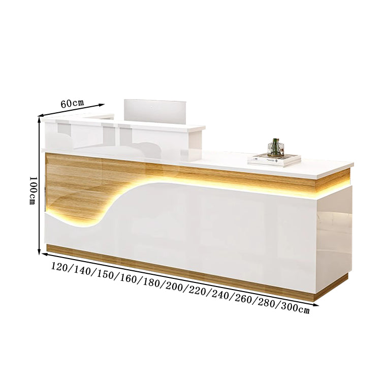 会社用　収納機能付き　オシャレ　エントランス受付　木製受付カウンター　レセプションデスク　オフィス受付　受付カウンター　ホワイト　カスタマイズ可能　JDT-T131　tomokagu