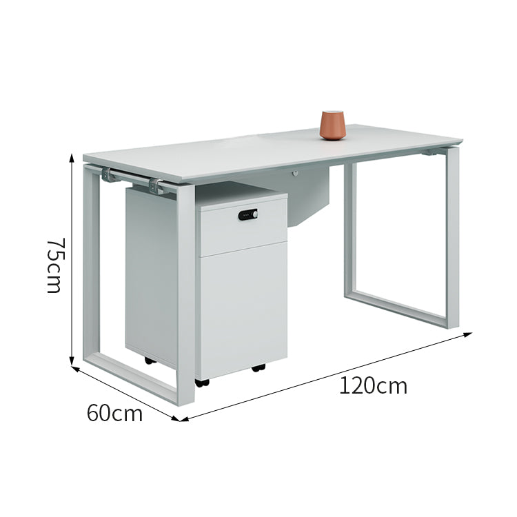 ワークデスク　事務机　会社用　PCデスク　パーティション　エコ板材　スチールフレーム　オフィスデスク　シンプル　ホワイト　MG-BGZ-LLS11