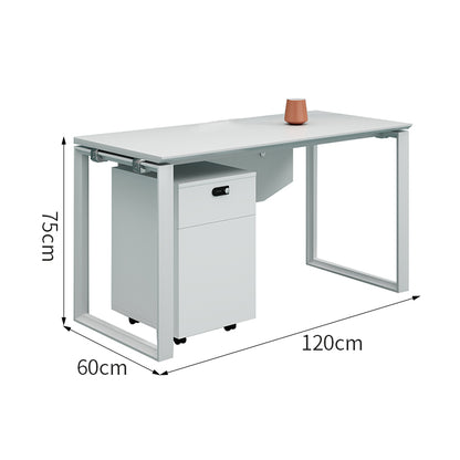 ワークデスク　事務机　会社用　PCデスク　パーティション　エコ板材　スチールフレーム　オフィスデスク　シンプル　ホワイト　MG-BGZ-LLS11