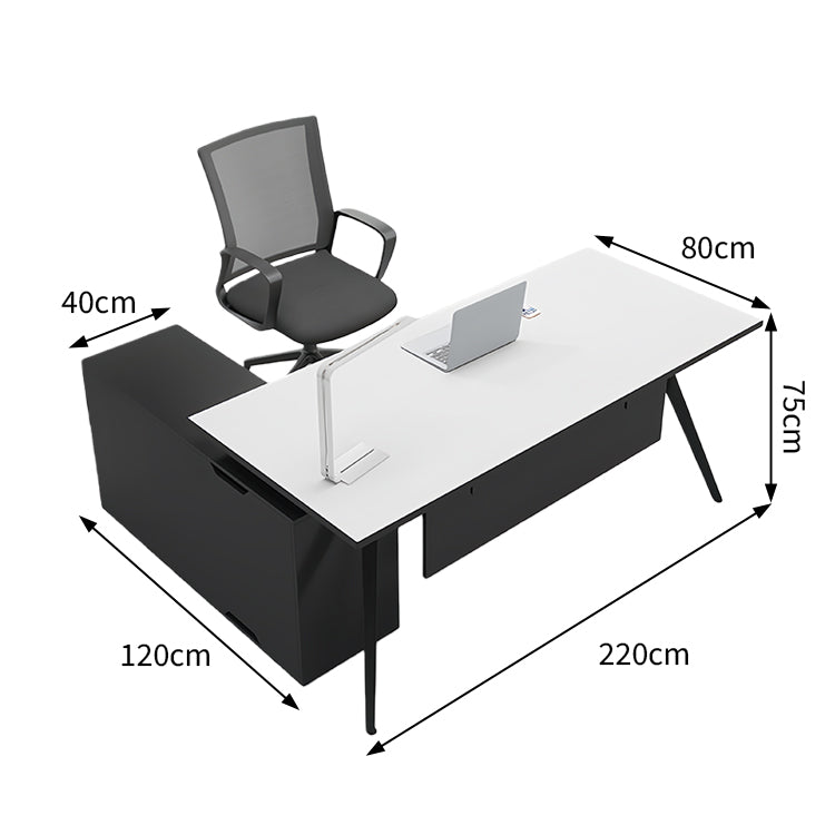 エグゼクティブデスク　デスク　オープン収納　サイドキャビネット　収納　エコ板材　広々天板　隠し型　カスタマイズ可能　LBZ-T127