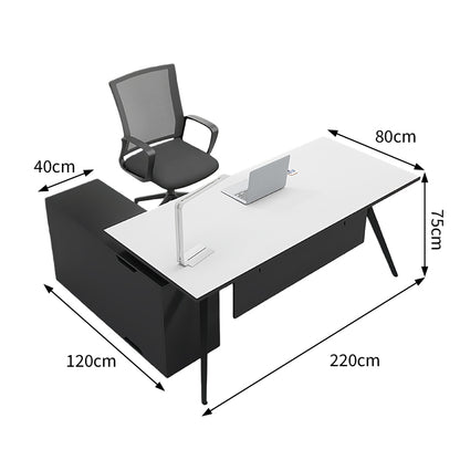 エグゼクティブデスク　デスク　オープン収納　サイドキャビネット　収納　エコ板材　広々天板　隠し型　カスタマイズ可能　LBZ-T127