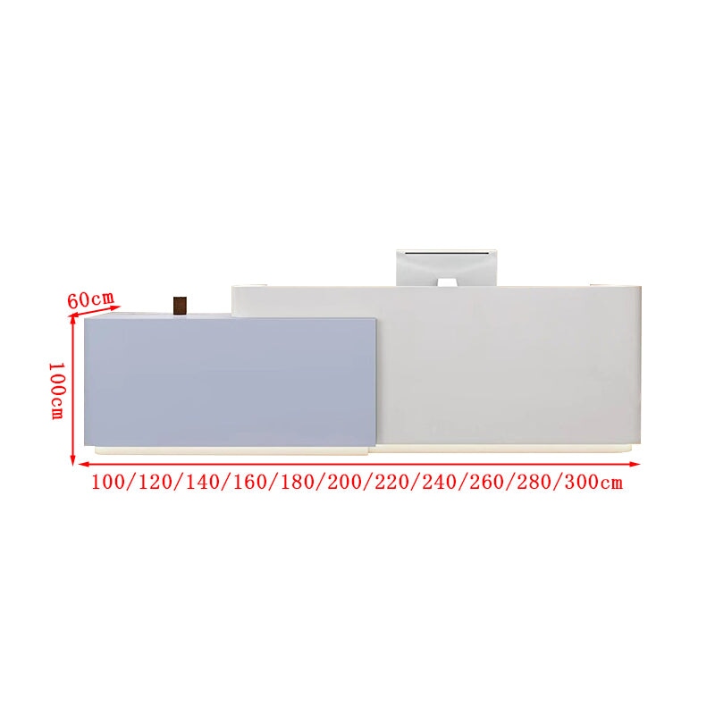 収納機能　LEDライトチェーン付き　木製受付カウンター　レセプションデスク　オフィス受付　エントランス受付　会社用　シンプル　ホワイト　カスタマイズ可能　JDT-T125　tomokagu