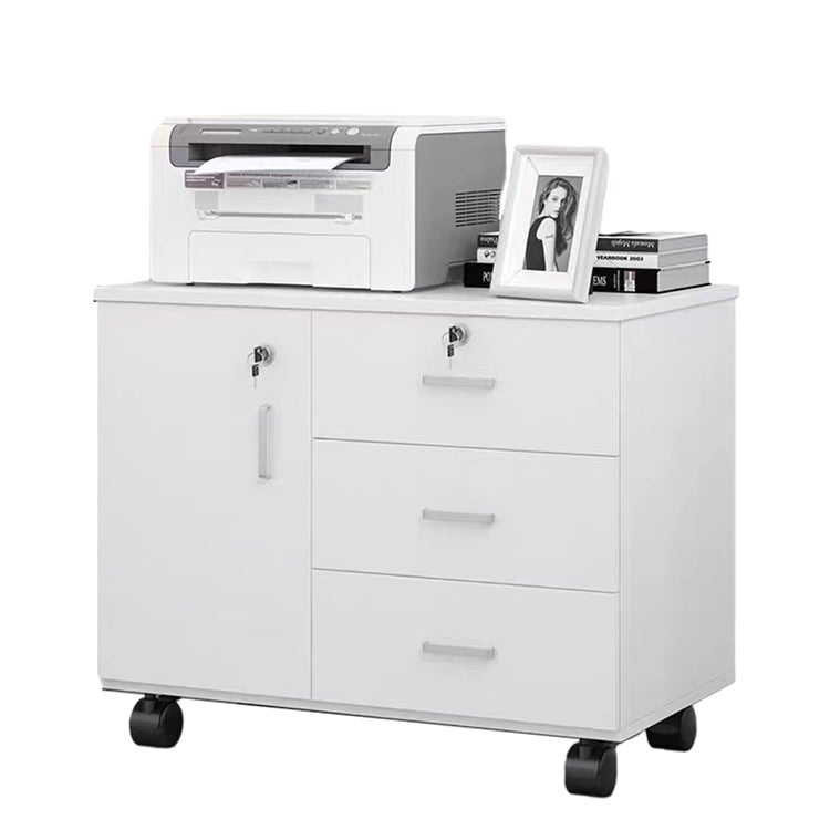 オフィスキャビネット　ファイリングキャビネット　木製書庫　オフィス機器置台　キャスター付き　錠付き　シリンダー錠 kaguyasu