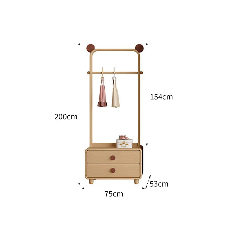 クローゼット　箪笥　押入れ　洋服箪笥　二段無垢材引き出し　水性環境配慮型クリヤー塗装　無垢材パネル　無垢材の引き手　ウォールナット　シンプル　YG-K033