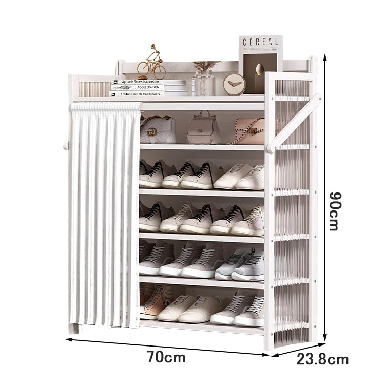 シューズボックス　下駄箱　靴収納　靴棚　玄関用　完成品　折りたたみ　アクリル　ロック付き　多段式　カーテン　シンプル　ブラック　ホワイト　kaguyasu