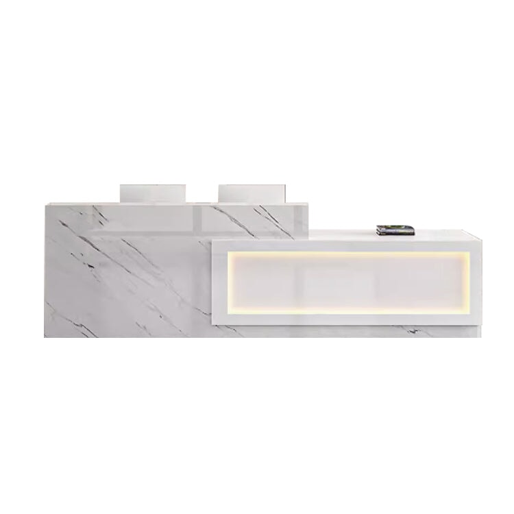 受付カウンター　受付台　レジ台　ハイカウンター　ＬＥＤライト　鏡面仕上げ　エコ板材　収納　配線穴キャップ　おしゃれ　実用　モダン　ホワイト　カスタマイズ可能　JDT-K054　kaguyasu