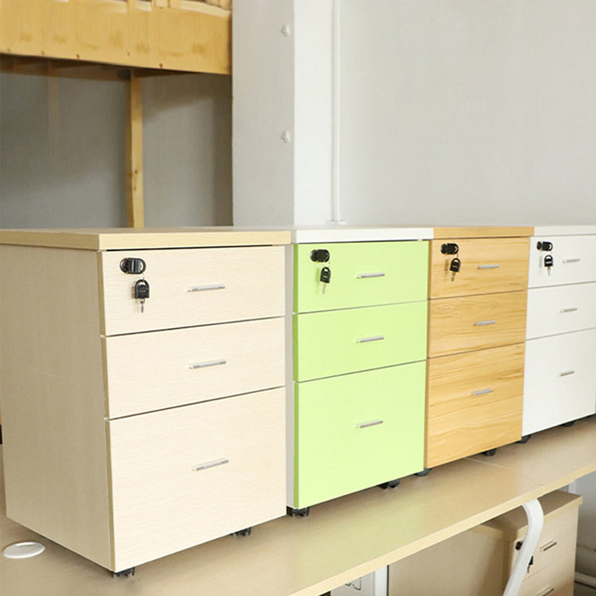 大容量収納　収納　サイドワゴン　キャビネット　シンプル　キャスター付き　オフィス家具　ナチュラル　YDG-T008