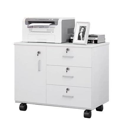 オフィスキャビネット　ファイリングキャビネット　木製書庫　オフィス機器置台　キャスター付き　錠付き　シリンダー錠 kaguyasu