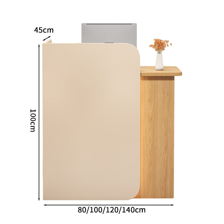 受付カウンター　レジカウンター　受付台　店舗カウンター　会社　事務所　引き出し　優れた収納力　キーボードトレイ付き　木製　シンプル　ホワイト　ナチュラル　カスタマイズ可能　JDT-S003