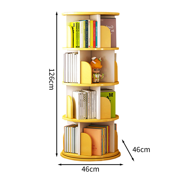 回転式　多機能　ブックシェルフ　本棚　キャビネット　本収納　収納家具　絵本　漫画　自宅用　省スペース　スリム　キャスター付き　タワー型　ナチュラル　ホワイト　SNG-T008　tomokagu