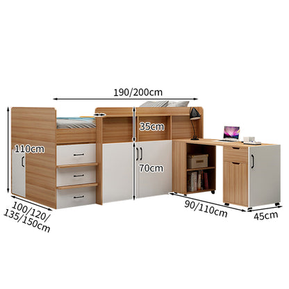 ベッド　収納付き　大容量収納　ワードローブ　サイドデスク　引き出し　ベッドガード　本棚　BED-T002