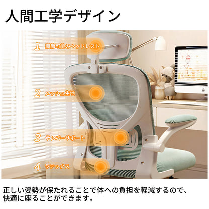人間工学　ロッキング機能付き　ラテックス　エルゴノミクス　メッシュ　ワークチェア　チェア　オフィスチェア　ブラック　ホワイト　BGY-T054