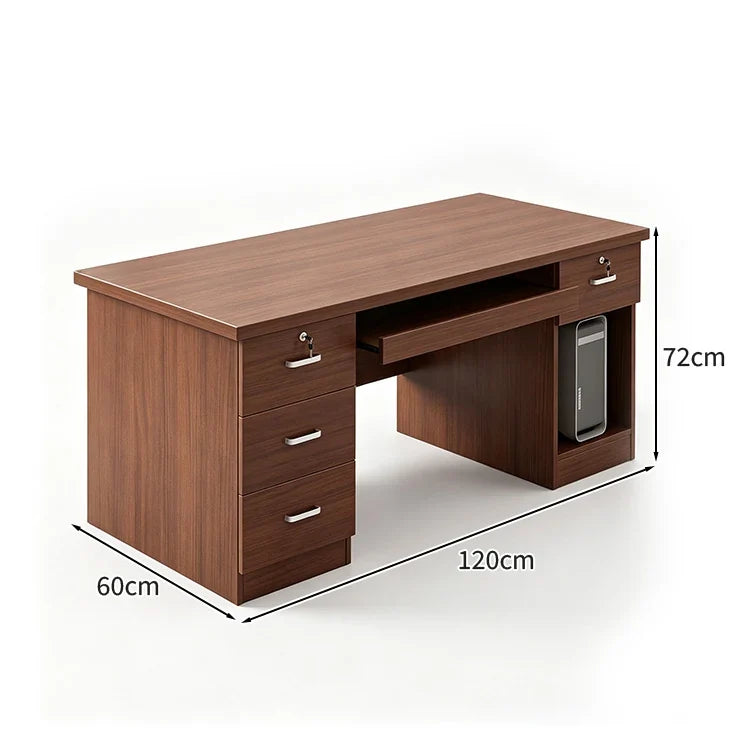 ダークウォールナット / 4段引き出し＋PC収納 / 120×60×72cm