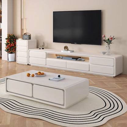 テレビボード　TVボード　テレビ台　モダン　シンプル　ホワイト　メラミン化粧板　エコ素材　無臭　安全　引き出し　大容量　Ｒ加工　台輪　DSG-T029