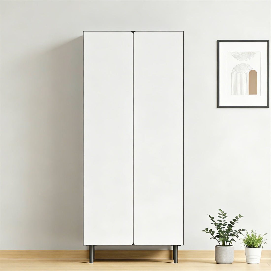 オフィス収納キャビネット　メラミン化粧板　大容量収納　耐荷重　丸型脚　プッシュオープン扉　カスタマイズ可能　CWG-H0-G0