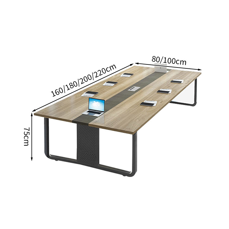 ミーティングテーブル　会議テーブル　モダン　エコ素材　メラミン化粧板広々とした天板　スチール製フレーム　配線孔付き　カスタマイズ可能　HYZ-T098