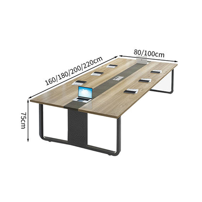 ミーティングテーブル　会議テーブル　モダン　エコ素材　メラミン化粧板広々とした天板　スチール製フレーム　配線孔付き　カスタマイズ可能　HYZ-T098