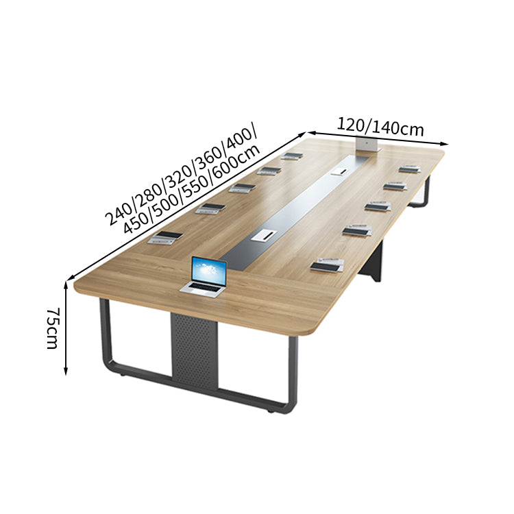 ミーティングテーブル　会議テーブル　モダン　エコ素材　メラミン化粧板広々とした天板　スチール製フレーム　配線孔付き　カスタマイズ可能　HYZ-T098