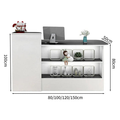 受付カウンター　レジカウンター　オフィス受付　鍵付き　配線穴付き　角丸　シンプル　ホワイト　カスタマイズ可能　JDT-M-104