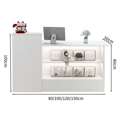 受付カウンター　レジカウンター　オフィス受付　鍵付き　配線穴付き　角丸　シンプル　ホワイト　カスタマイズ可能　JDT-M-104