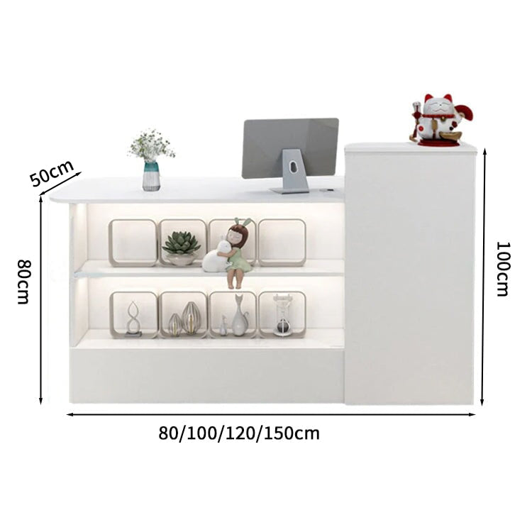 受付カウンター　レジカウンター　オフィス受付　鍵付き　配線穴付き　角丸　シンプル　ホワイト　カスタマイズ可能　JDT-M-104