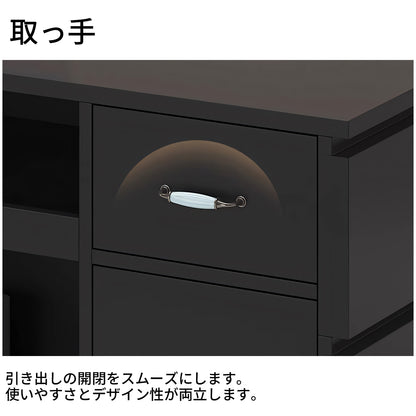 引き出し付き　オープン収納　受付カウンター　レジカウンター　カウンター　オフィス受付　木製受付カウンター　オシャレ　ブラック　JDT-T066
