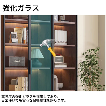 収納棚　収納キャビネット　キャビネット　強化ガラス　扉付き　引き出し　分類収納　エコ素材　幕板付き　おしゃれ　モダン　カスタマイズ可能　JG-T013