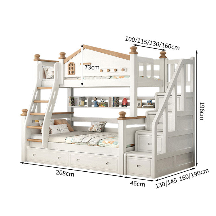 チェリー材　水性塗料　二段ベッド　分割可能デザイン　ガード　引き出し　はしご　階段　モダン　SCC-T037