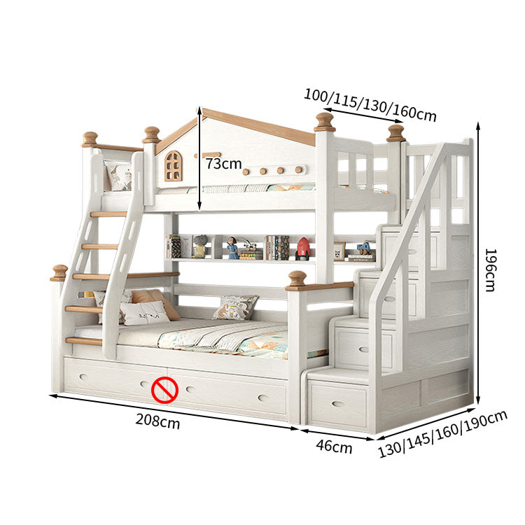 チェリー材　水性塗料　二段ベッド　分割可能デザイン　ガード　引き出し　はしご　階段　モダン　SCC-T037