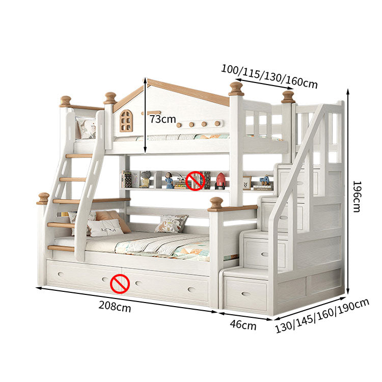 チェリー材　水性塗料　二段ベッド　分割可能デザイン　ガード　引き出し　はしご　階段　モダン　SCC-T037