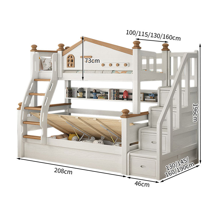 チェリー材　水性塗料　二段ベッド　分割可能デザイン　ガード　引き出し　はしご　階段　モダン　SCC-T037