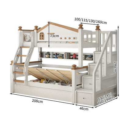 チェリー材　水性塗料　二段ベッド　分割可能デザイン　ガード　引き出し　はしご　階段　モダン　SCC-T037