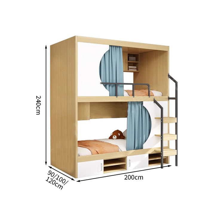 モダン　オシャレ　二段ベッド　ベニヤ合板　ベッド　大容量　収納棚　カーテン　コットンリネン　スチール　カスタマイズ可能　SCC-T041