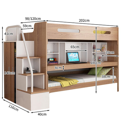 二段ベッド　ベッドガード　ワードローブ　オープン収納　階段　ベット下収納　木目調　機能性　メラミン化粧板　エコ素材　SCC-T054