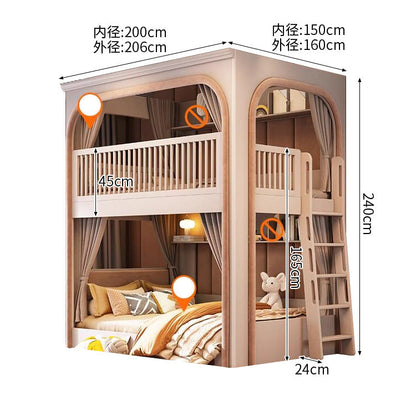 二段ベッド　子供用二段ベッド　キッズベッド　ロフトベッド　階段付き二段ベッド　オープン本棚　階段収納キャビネット　省スペース　大容量収納　ナチュラル　おしゃれ　ホワイト　カスタマイズ可能　SCC-S062