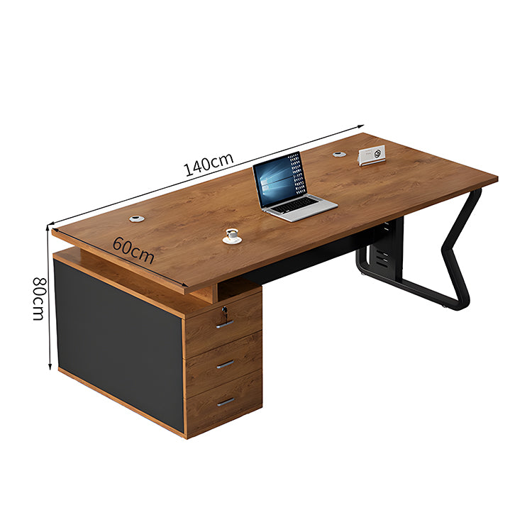 オフィスデスク　事務デスク　ワークデスク　木目調　配線穴付き　デスクワゴン　パネル付き　シンプル　カスタマイズ可能　BGZ-T176