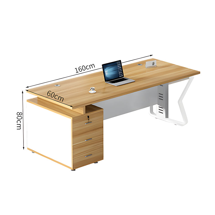 オフィスデスク　事務デスク　ワークデスク　木目調　配線穴付き　デスクワゴン　パネル付き　シンプル　カスタマイズ可能　BGZ-T176