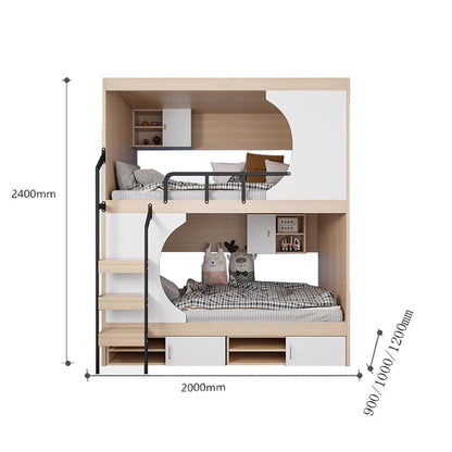 二段ベッド　親子ベッド　はしご　収納　開き戸　シューズボックス　ナチュラル　カスタマイズ可能　metamall