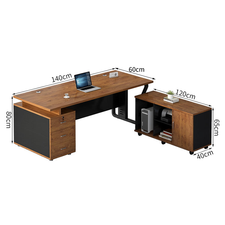 オフィスデスク　事務デスク　ワークデスク　木目調　配線穴付き　デスクワゴン　パネル付き　シンプル　カスタマイズ可能　BGZ-T176