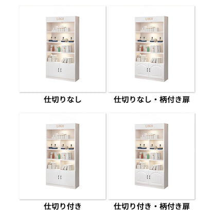 ライト付き　大容量　多段式　厚い棚板　仕切り　取っ手　蝶番　キャビネット　収納キャビネット　収納棚　実用的　シンプル　ホワイト　カスタマイズ可能　SNG-C030-kc