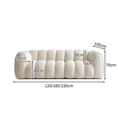 ソファー　広い座面　シープボア生地　高密度ウレタンフォーム　パイン材　天然木　快適　ホワイト　シンプル　SNSF-T109