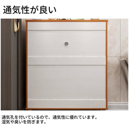 シューズボックス　玄関収納　コンパクト　モダン　木目調　エコ素材　メラミン化粧板　収納力抜群　引き出し　扉付き収納　可動棚板　通気孔付き　XG-T038