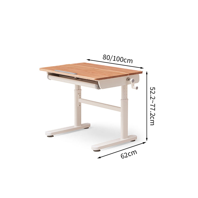 跳ね上げ天板　高さ調節可能　引き出し付き　収納スペース　学習デスク　アルダー材　木目調　多目的　XXZ-T006