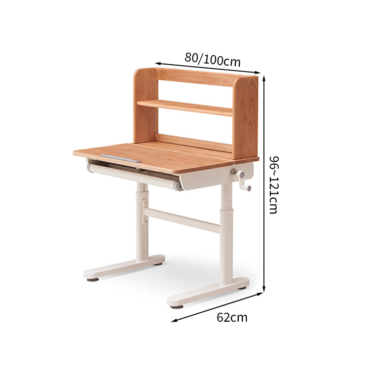 跳ね上げ天板　高さ調節可能　引き出し付き　収納スペース　学習デスク　アルダー材　木目調　多目的　XXZ-T006