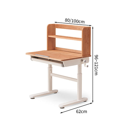 跳ね上げ天板　高さ調節可能　引き出し付き　収納スペース　学習デスク　アルダー材　木目調　多目的　XXZ-T006