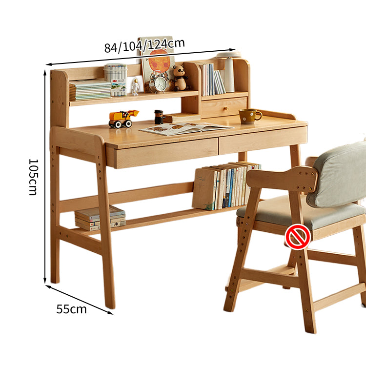 学習デスク　ブナ材　広々とした天板　収納力抜群　収納スペース　引き出し付き　高さ調整可能　木目調　XXZ-T009